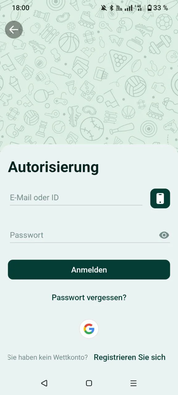 Login-Bildschirm der SpinBetter App auf einem iPhone